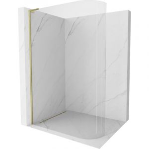 Mexen Kioto L paroi de douche arrondie Walk-in 110 x 200 cm, transparente, en laiton bross&eacute; - 800-110-103-55-06
