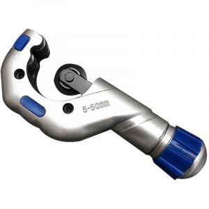 Jeu de coupe-tubes 5-50 mm avec &eacute;bavureur manuel - pour tubes en acier inoxydable, cuivre, plastique (PVC et PE) - mini coupe-tube, &eacute;bavureur de