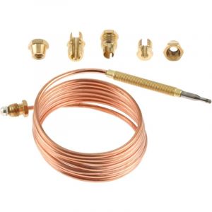 150cm Kit Thermocouple &agrave; Gaz Universel M6X0,75, Thermocouple de S&eacute;curit&eacute; avec 5 Raccords, Dispositif de S&eacute;curit&eacute; pour Chauffage Gazini&egrave;re Brasero