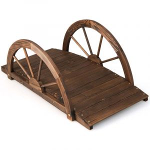 Northix - Pont de jardin en bois pont detang avec garde corps double demi roue 101 x 485 x 38 cm