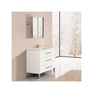 Meuble sous-vasque de salle de bain Ribera avec vasque et miroir. Livr&eacute; assembl&eacute; 70CM Blanc brillant