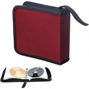 Largeight - Ruikcoll Sac cd, Sac de Rangement cd pour Voiture et Maison, Sac de Rangement pour disques cd dvd pour 40 disques, Rouge