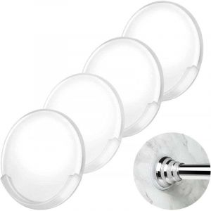 Lot de 4 supports adh&eacute;sifs pour tringle &agrave; rideau de douche, support mural antid&eacute;rapant pour tringle de douche de salle de bain, sans per&ccedil;age (tringle