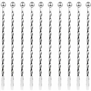 FITAGS 10 Pcs Cocktail Agitateurs, Premium Touillette Cocktail en Acier Inoxydable 19,1cm Motif Spirales Cuill&egrave;re &agrave; Cocktail Bar Cuill&egrave;re &agrave; M&eacute;langer