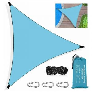 Coocheer - Voile d'ombrage triangulaire, tissu d'ombrage triangulaire imperméable de protection uv avec corde, mousqueton et sac de rangement pour