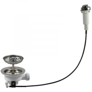 Bonde de vidange pour &eacute;vier de cuisine avec contr&ocirc;le par c&acirc;ble, panier filtrant (110 mm)