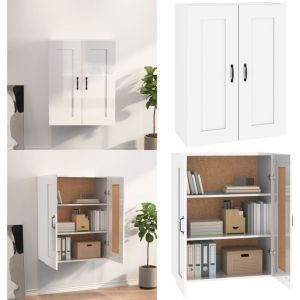 Vidaxl - Armoire murale suspendue Blanc brillant 69,5x32,5x90 cm - Armoire Murale - Meuble Suspendu - Rangement Mural - Buffet Étroit - Commode