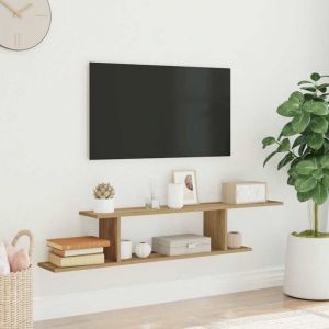 Tag&egrave;re tv murale, Meuble tv, Etag&egrave;re de rangement, Meuble tv, Etag&egrave;re de rangement ch&ecirc;ne artisanal 125x18x23cm bois d'ing&eacute;nierie FR960982 design in