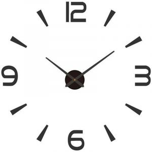 Horloge murale adh&eacute;sive silencieuse 3D moderne 120 cm Horloge murale noire