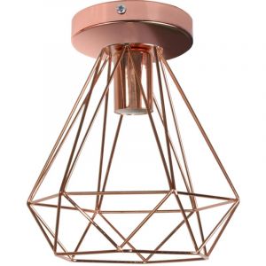 Stoex - Plafonniers En M&eacute;tal Vintage Plafonniers D'Int&eacute;rieur Lampe De Plafond R&eacute;tro Diamant Pour Salle &agrave; Manger Bar Caf&eacute; Chambre Bureau E27 Or Rose