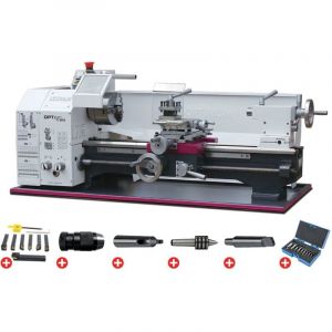 Tour &agrave; m&eacute;taux d'&eacute;tabli hauteur des pointes 125 mm entre-pointes 550 mm al&eacute;sage 26 mm 0,75 kW 230V 6 vitesses avec accessoires Optiturn TU2506 PACK