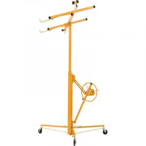 Mophorn L&egrave;ve Plaque de Pl&acirc;tre 3,35 m pour Cloison S&egrave;che, Capacit&eacute; 68 kg, Bras T&eacute;lescopique R&eacute;glable 1,2-2,9 m, Roues Verrouillables, Outil Pratique