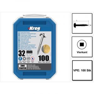 Kreg - Vis &agrave; t&ecirc;te cylindrique bomb&eacute;e 32 mm - 100 pi&egrave;ces (SML-F125-100)