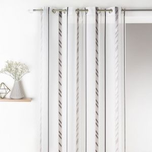 Voilage fantaisie en organza à rayures verticales Gris clair 140x260 cm