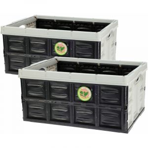 Caisse pliante 2 pi&egrave;ces 45 litres - noir / gris - Caisse pliante