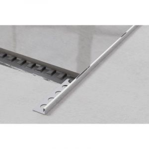 Profil d’angle J rectifié en acier inoxydable pour carrelage 1.2cm x 244cm - Argent brillant