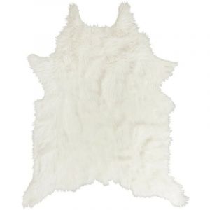 The Home Deco Factory - Tapis forme peau de b&ecirc;te imitation fourrure blanc 120x158 cm
