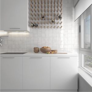 Eiffel Art Construction - Carrelage mur effet zellige blanc 10x10 cm manacor white (vendu par boite de 0,60m2)