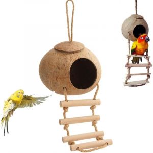 Maisons à Oiseaux pour l'Extérieur, Nid D’Oiseau en Noix de Coco, Nid d'Oiseau en Coquille de Noix de Coco, Nichoir Durable à Suspendre pour Animal