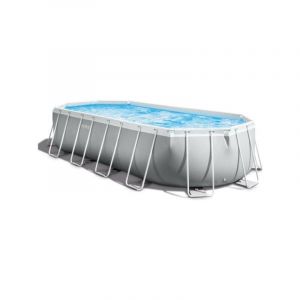 Kit Piscine hors sol tubulaire Intex Pris Frame - 610 x 305 x 122 cm - Ovale (Pompe, bâche, tapis de sol et échelle) - 26798