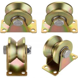 4 Pcs poulie de levage,Poulie Simple pour de Levage Mouflage,Rail Roulette Portail Coulissan,Roulette &agrave; rainure en V,Pour cordes cordes en acier etc