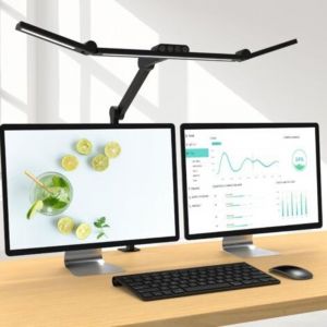24W Lampe de Bureau LED, 1500LM Puissante 3-t&ecirc;tes de lampe avec pince, Lampe d'architecte lumineuse avec bras flexible, r&eacute;glage intensit&eacute;, Commande