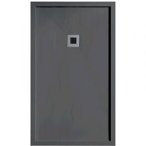 Receveur de douche 100 x 120 cm en r&eacute;sine SARIN anthracite Acier inoxydable
