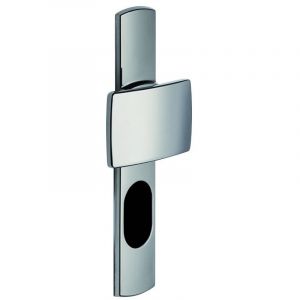 Ensemble de poign&eacute;e &rdquo;Scult&rdquo; sur plaque - BEZAULT - Diamant noir - Plaque 215 x 41 mm - entraxe de fixation 195 mm - Pali&egrave;re - cl&eacute; I avec trou oblong