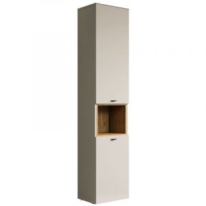 Meuble à Colonne Sao Paulo, Fibres Polymères, Mélamine, Beige, 40x186x31 cm