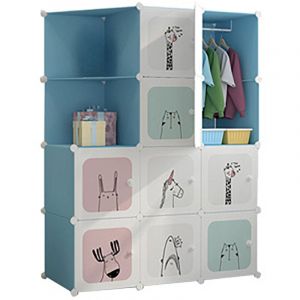 Armoire Penderie &Eacute;tag&egrave;re de Rangement en Plastique Meuble de Rangement Portable pour V&ecirc;tements Chaussures Jouets Accessoires, 12 cubes,