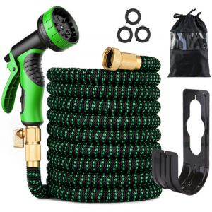 APEX Tuyau d'arrosage extensible, tuyau flexible anti-torsion en latex 3 couches am&eacute;lior&eacute;, buse de pulv&eacute;risation &agrave; 10 fonctions, 15 m (50 pi)