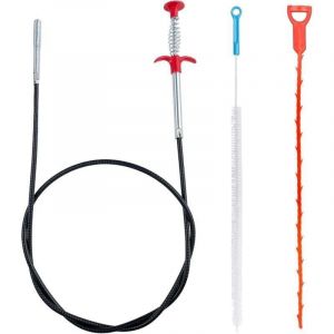 Lot de 3 Deboucheur Canalisation, Furet Deboucheur Evier Professionnel, Plomberie WC, Kit Debouchage Cheveux Douche Pince à Griffes Flexible pour