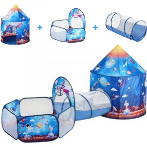 Mophorn - Tente de jeu 3 en 1 pour enfants avec tunnel, maison de jeu pop-up intérieure/extérieure pour garçons, filles, tout-petits, thème fusée