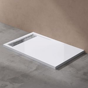 Receveur de douche rectangulaire extra plat en acrylique blanc Xetro04 doporro 80 x 120 x 5 cm