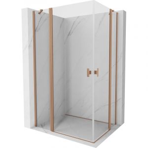 Mexen - Mist Duo cabine de douche pivotante 120 x 100 cm, transparent, cuivre bross&eacute; - 8A4-120-100-65-00