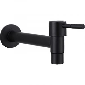 Crea - Mop Robinet de Piscine, Robinet Mural Noir, Robinet Mural, Robinet d'eau Froide, Salle de Bain, évier, Balcon, Robinet d'économie d'eau en