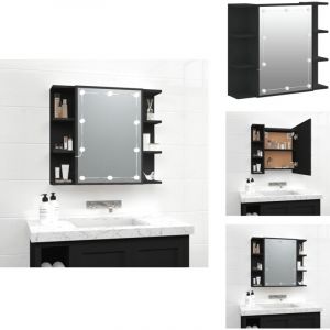 Vidaxl - Armoire &agrave; miroir avec led noir 70x16,5x60 cm - Armoire De Toilette - Meuble De Salle De Bain - Miroir Lumineux - &Eacute;clairage Led - Rangement