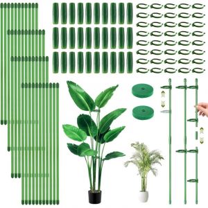Lot de 40 Tuteurs pour Plantes de 30 cm avec 40 Boucles R&eacute;glables, 30 Tubes d'extension et 2 Attache, Tuteurs pour Tomates, Plantes d'int&eacute;rieur pour