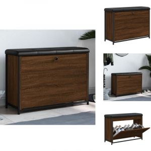 Banc à chaussures avec tiroir rabattable chêne fumé 82x32x56 cm - Banc Chaussure - Banc Entrée - Rangement Chaussures - Meuble Salle D'entrée - Banc