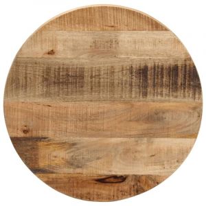 Dessus de table-Plateau de Table de Remplacement &Oslash; 50x2,5 cm rond bois massif de manguier brut 635354