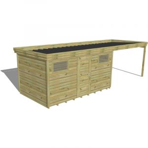 Abri Fran&ccedil;ais - abri de jardin bois Pin autoclave 27mm - 7,84x2,64m / 20,7m2 - Bac acier - Plancher bois