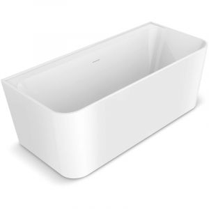 Baignoire COMODA DM607-1600 - 1600x750x600 mm - Blanc mat - Design moderne - Acrylique de haute qualit&eacute; - avec clic-clac blanc tapis