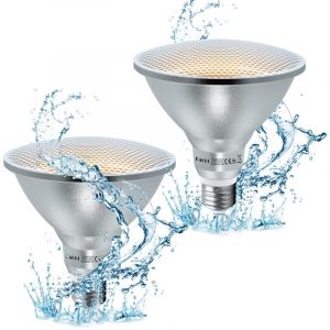 Ampoule LED E27 PAR38 Blanc Chaud 18W &Eacute;quivalent Incandescence Halog&egrave;ne 120W, Lot de 2. 2000 Lumens 3000K Non Dimmable, Faisceau 60&deg; Spot, &Eacute;clairag