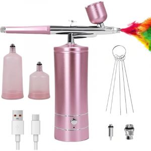 Kit A&eacute;rographe Multi Fonctions avec Compresseur: Kit A&eacute;rographe Sans Fil avec Compresseur d'air, Brosse &agrave; Air Rechargeable pour Nail Art, D&eacute;coration