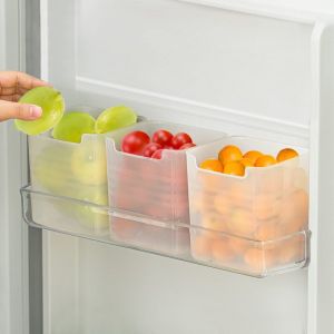 Ensoleille - Boîte de rangement pour réfrigérateur, bacs de rangement pour porte latérale de réfrigérateur, plastique translucide, lot de 3