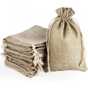 30pcs Pochettes Sachets en Lin Chanvre,Sacs en Toile de Jute avec Cordon de Serrage,Sacs Cadeaux L&eacute;gers Sacs de Rangement en Jute R&eacute;utilisable pour