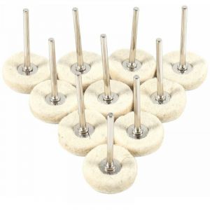 Lot de 10 tampons de polissage pour perceuse, feutre de laine 25 mm pour meuleuse, meule de polissage, meule pour m&eacute;tal, acier inoxydable, machine &agrave;