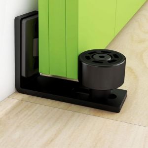 Lot de 1 ajustable Guide de Plancher Mur/porte Guide Inf&eacute;rieur Pour Porte en Bois Coulissante, Noir