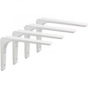 Support Etag&egrave;re Murale Fixation Flottante Support, Tablette Flottante Support Flottant en Bois Dissimul&eacute; &agrave; Fixation, Equerre Charge Lourde Blanc
