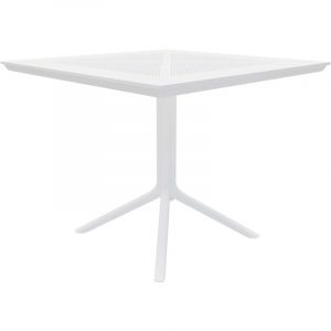 Table de jardin carr&eacute;e 80x80 cm en aluminium thermolaqu&eacute; blanc &ndash; Int&eacute;rieur et ext&eacute;rieur 100009167
